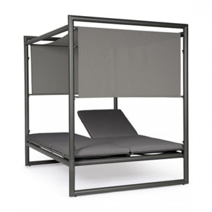 Daybed KONNOR in alluminio antracite con lettini reclinabili grigio scuro