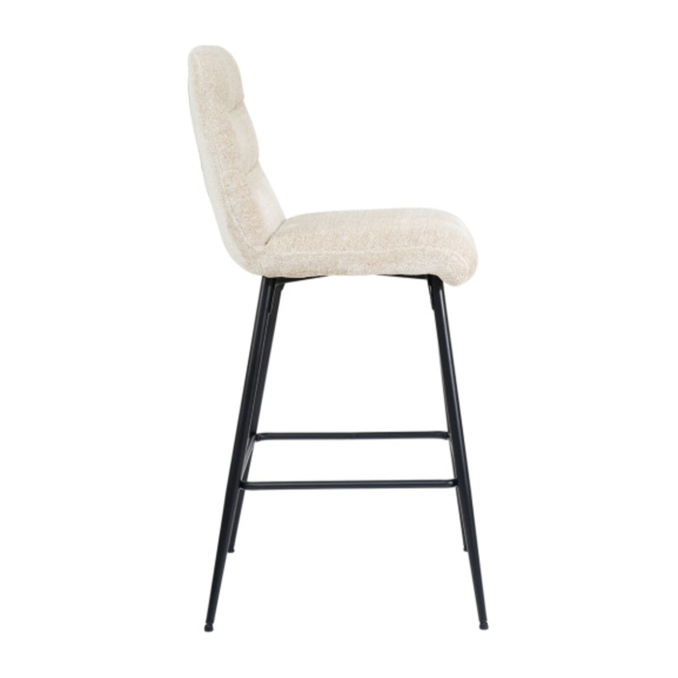 Tabouret de bar rembourré en tissu avec pied métal noir - LILA