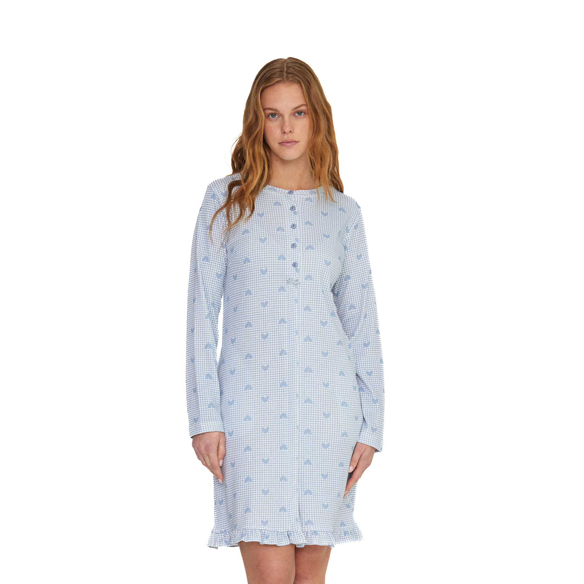 Camicia da notte donna heart in caldo cotone aperta davanti Noidinotte