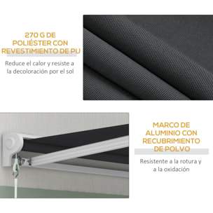 Toldo Eléctrico Retráctil y Manual con Mando a Distancia 2,5x2 m Toldo de Exterior Terraza Enrollable con Manivela y Marco de Aluminio para Jardín Puerta Ventana Gris