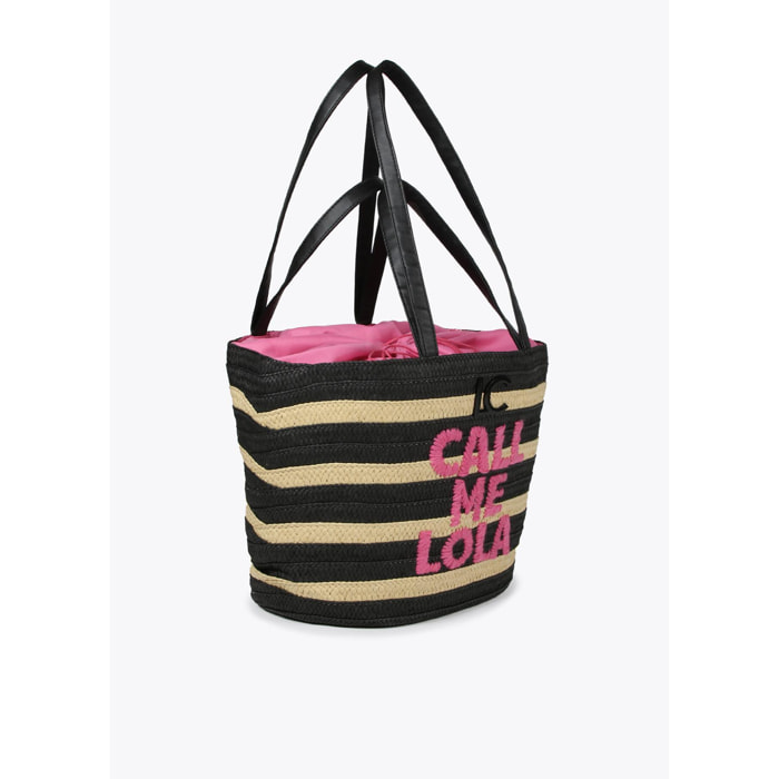 Borsa a cesta righe "Call me Lola"