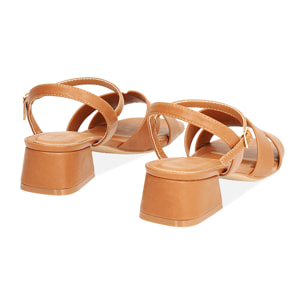 Sandali cognac tacco 4 cm
