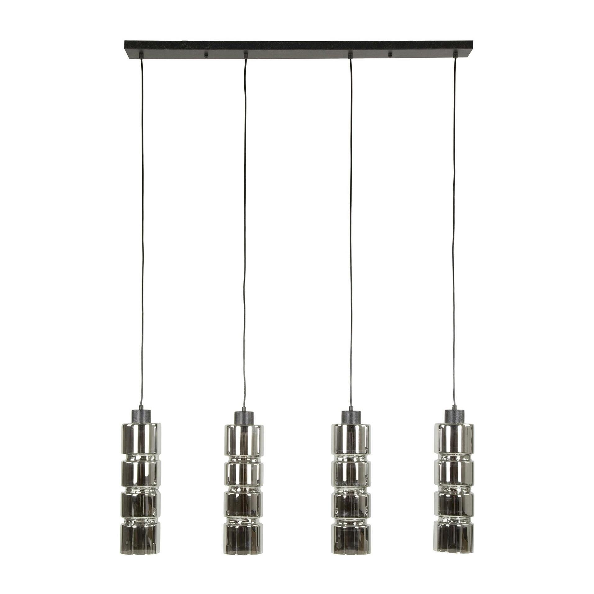 Suspension design en verre chromé 4 abat-jour cylindriques RALF