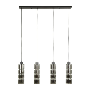 Suspension design en verre chromé 4 abat-jour cylindriques RALF
