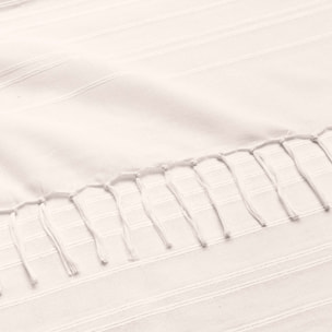 Plaid coton à franges grand format - Naturel