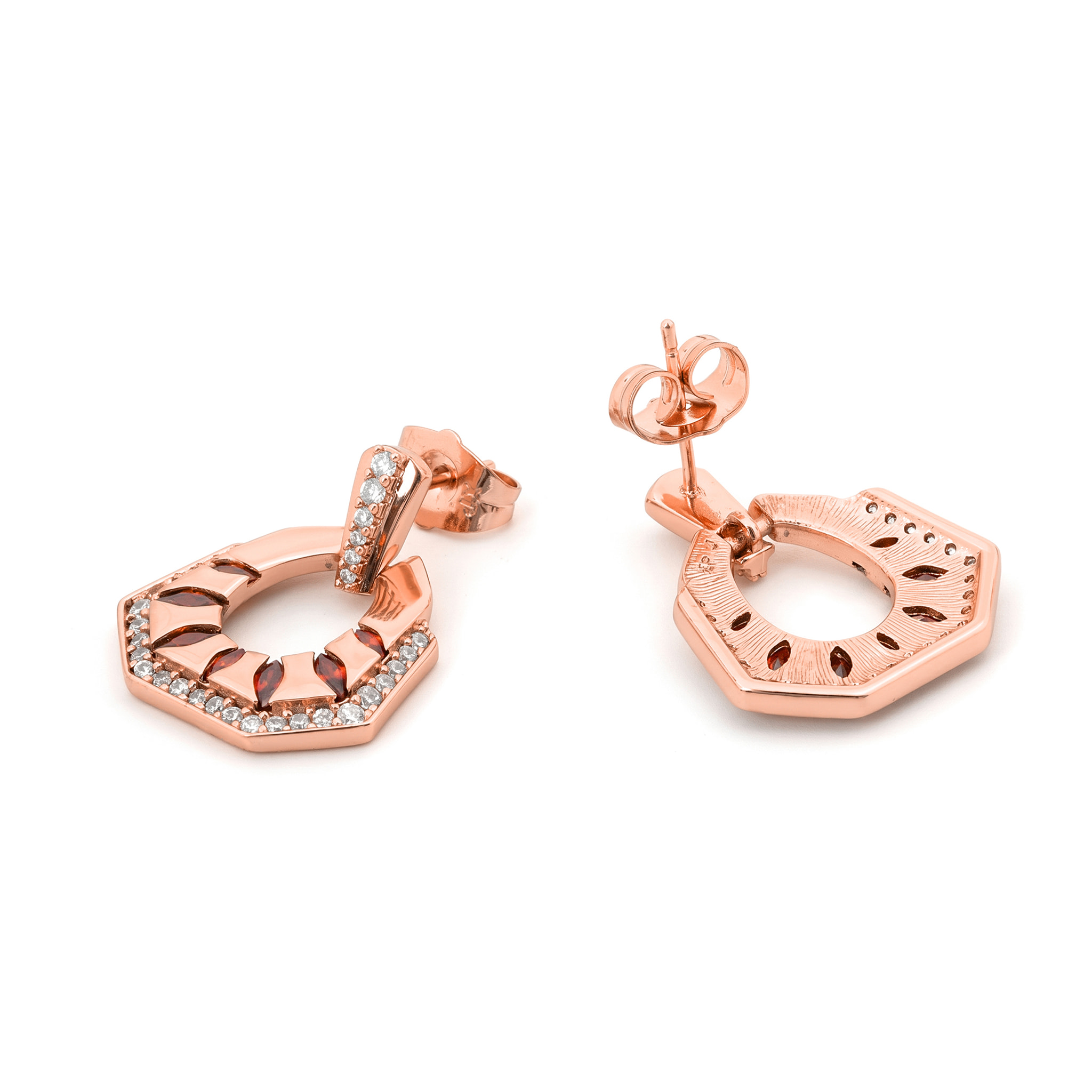 Pendientes Stadek acabado oro rosa 18k