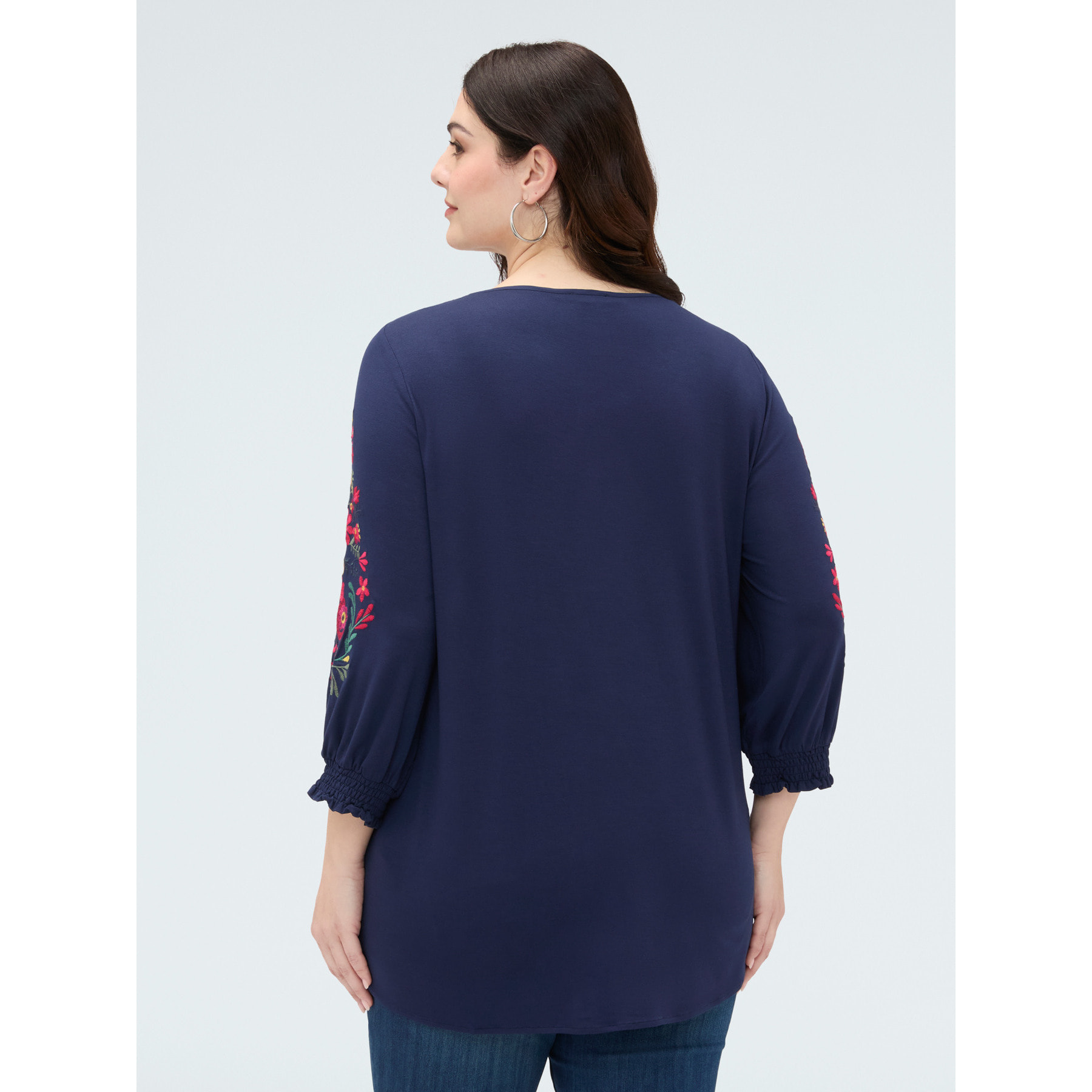 Fiorella Rubino - T-shirt in viscosa con ricami - Blu