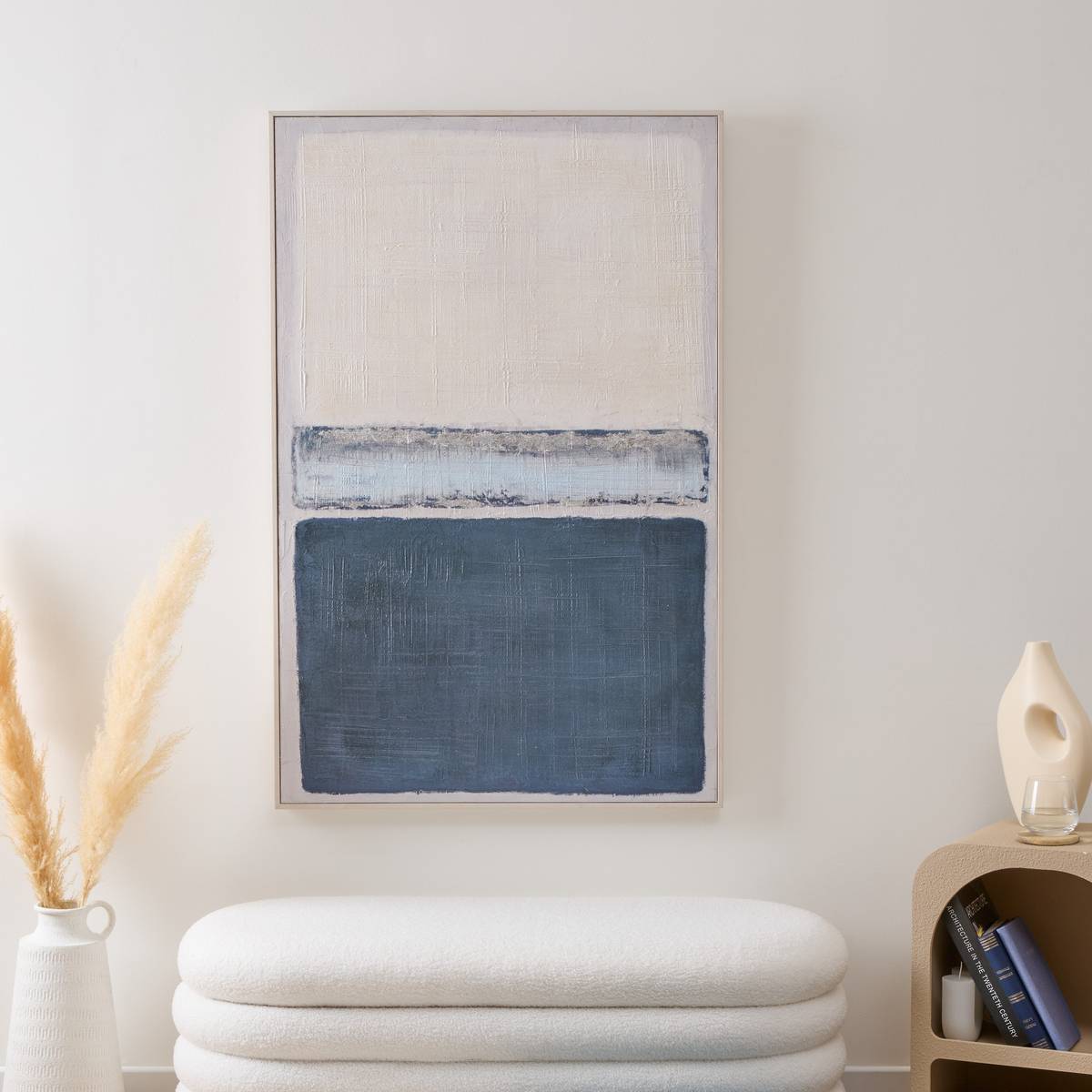 Toile peinte encadrée Jimena bleu 116x75cm