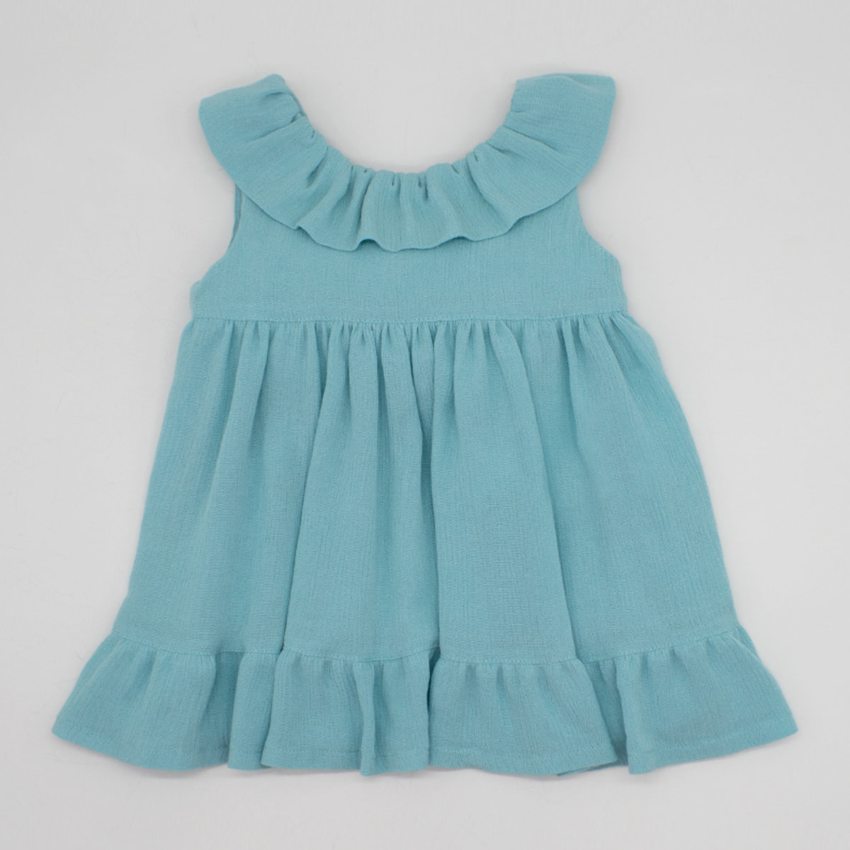 VESTIDO CUELLO VOLANTE BAMBULA AZUL