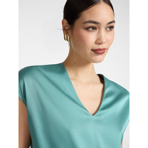 Elena Mirò - Blusa de satén con escote en V - Green Water