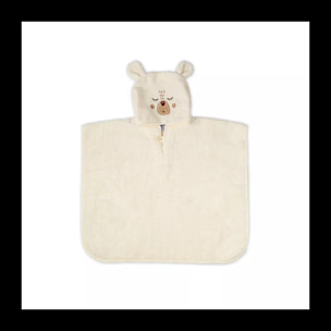 Poncho enfant pur coton 420 g/m² brodé beige Petit ours angora