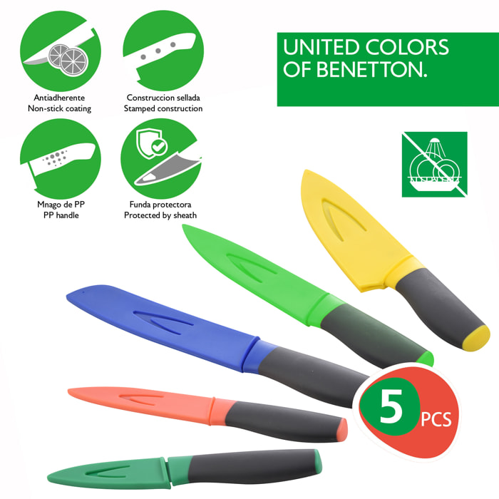 Set 5 cuchillos de cocina con funda/protectora benetton