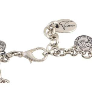 Pulsera cadena monedas charms simple plata