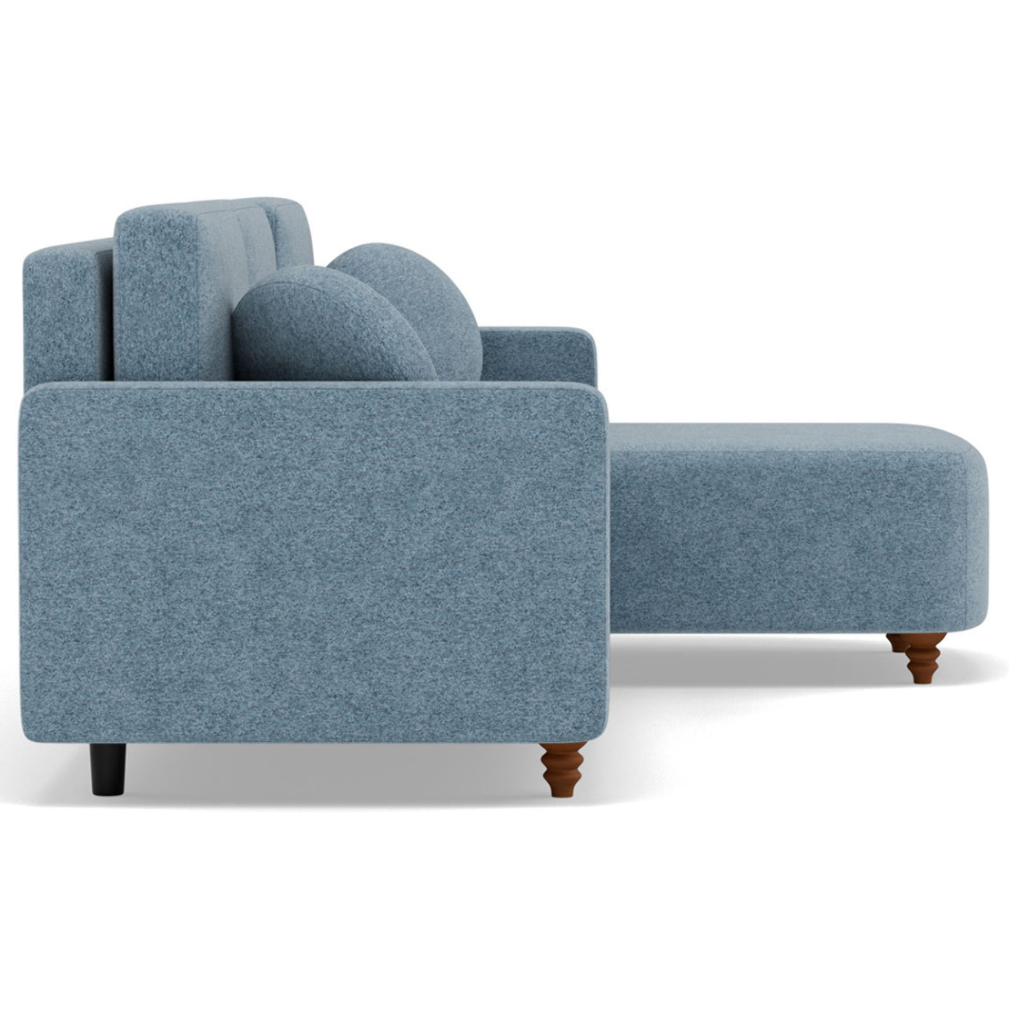 Calypso - canapé d'angle réversible 4 places convertible avec coffre en tissu - Bleu