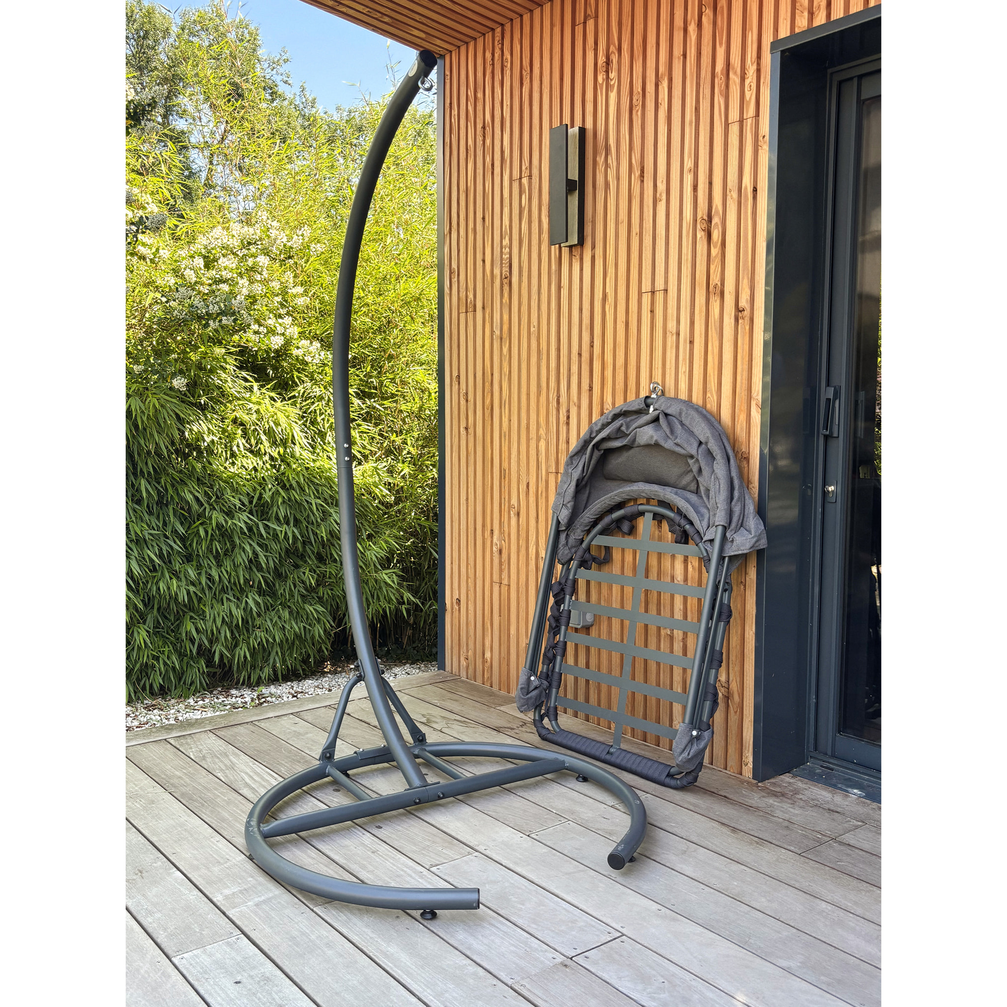 LACANAU - Balancelle de jardin en acier avec coussins