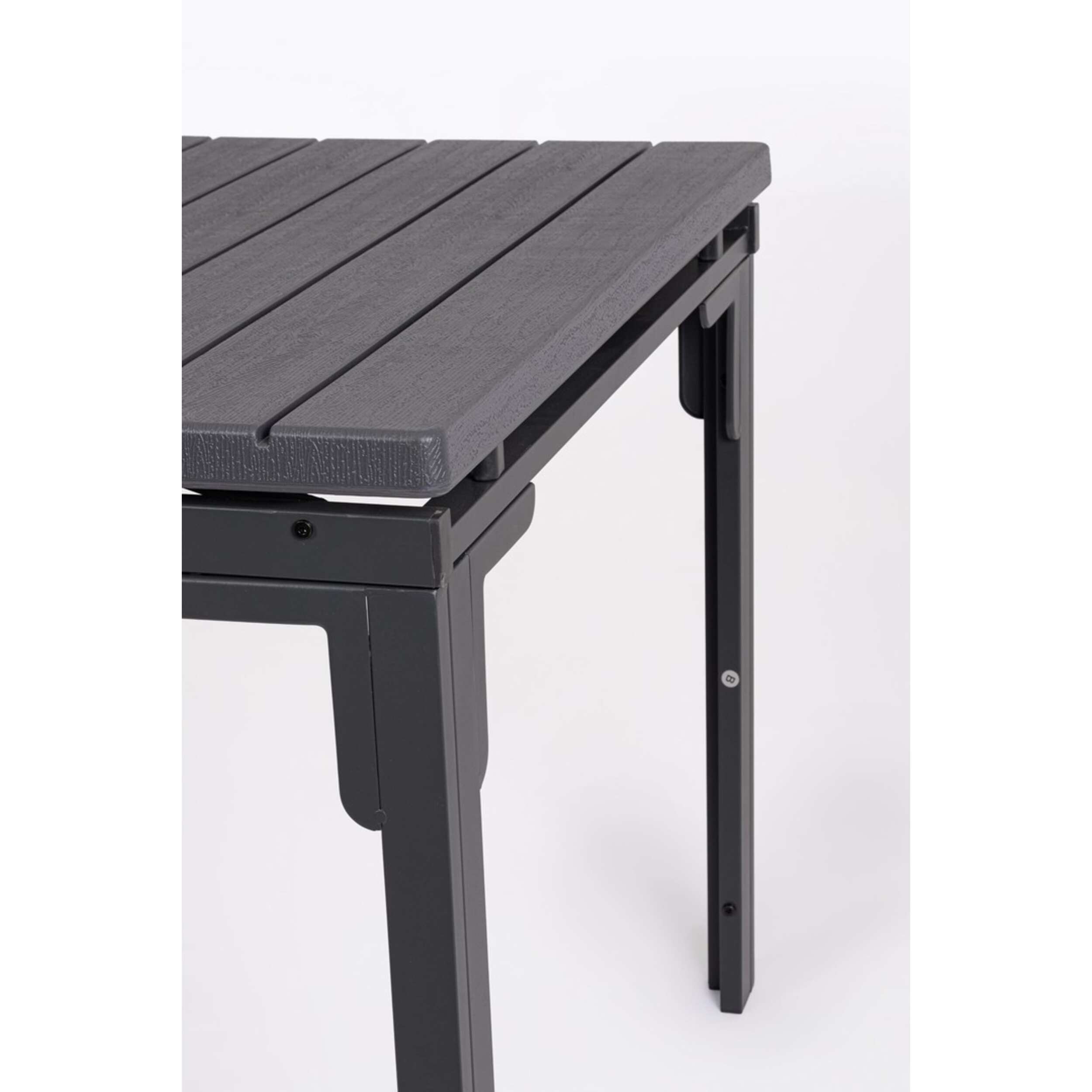 Tavolo allungabile da giardino VALENCIA antracite effetto legno, struttura in acciaio, 180×89,5–240×89,5 cm