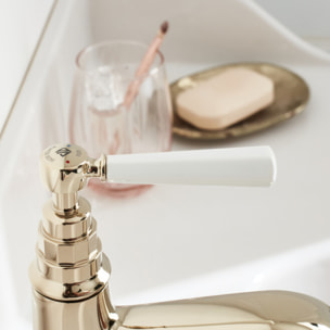 Pack meuble vasque Cléo 1889 rose velours + mitigeur or