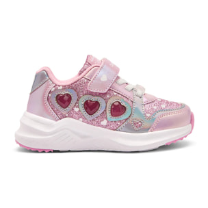 Sneakers luminose da bambina con stampa a cuore
