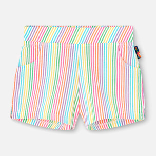 Short listado niÃ±a, popelÃ­n estampado de rayas, amarillo