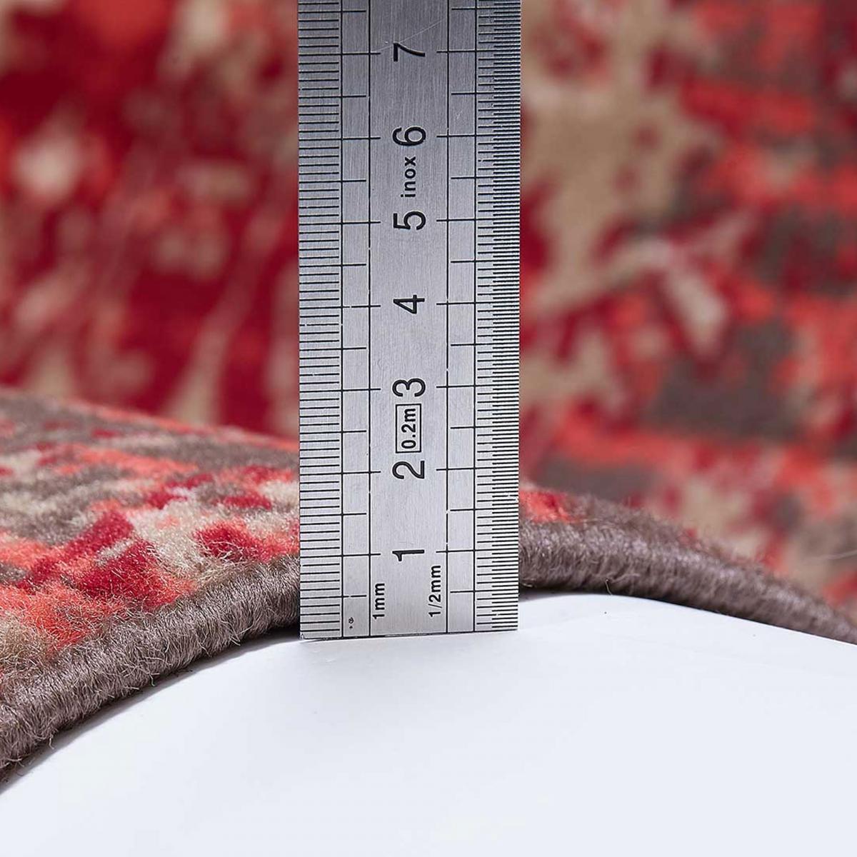 Tapis Ladi aux motifs patchwork rouge et beige