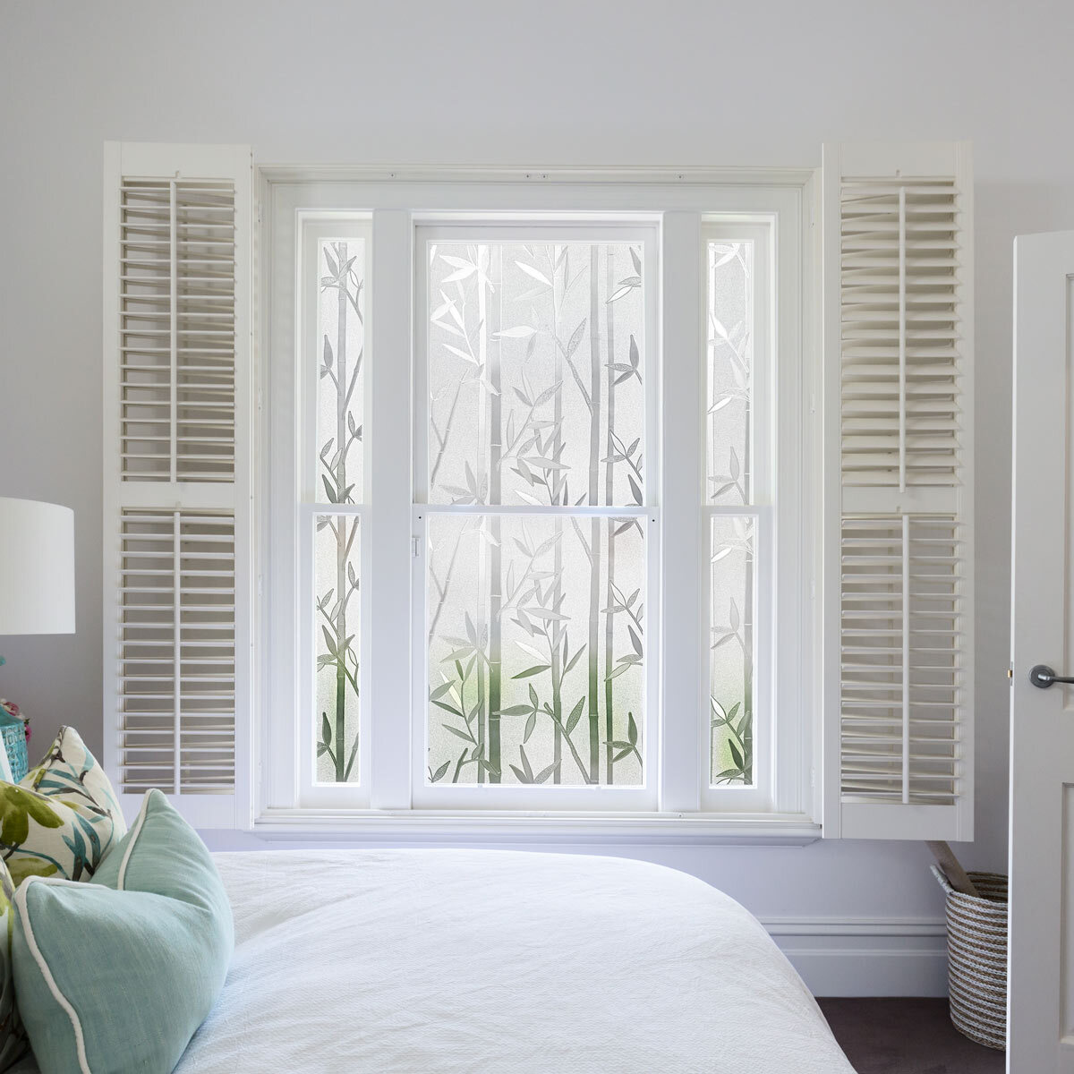 Rouleau occultant vitrostatique bambous pour fenêtre au mètre - Film Anti Regard Electrostatique Occultant Vitre Anti UV