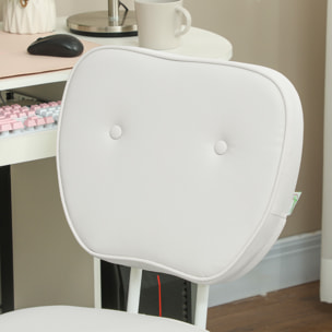 Chaise de bureau design Chersterfied dossier arrondi 2 boutons synthétique blanc