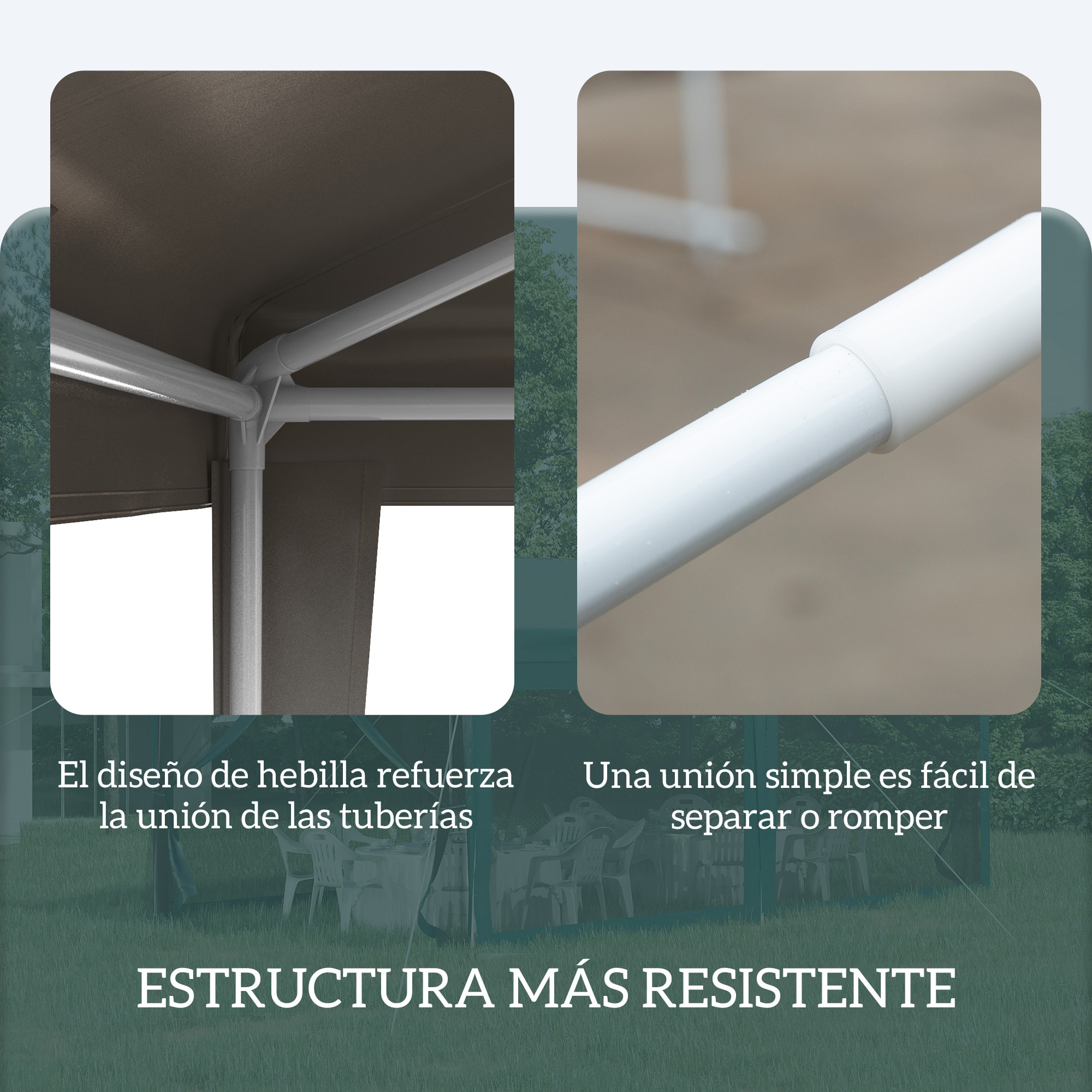 Carpa Desmontable 3x3 m Cenador Pabellón de Jardín con 4 Orificios de Drenaje y Marco de Acero Anti-UV Gazebo para Terraza Patio Exterior Camping Gris