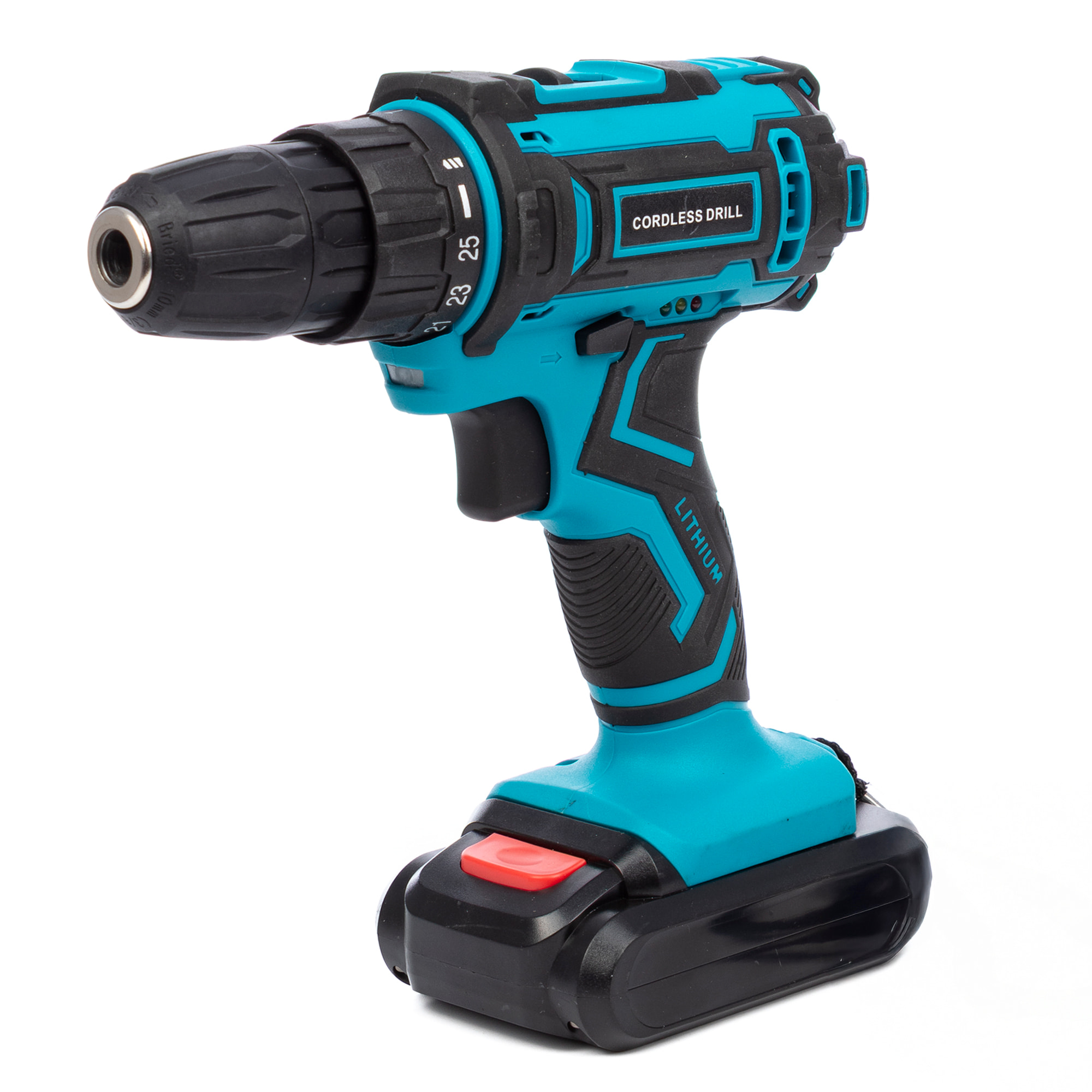 Trapano elettrico senza filo con doppia velocità, 45NM, valigetta di trasporto e 24 accessori. 2 batterie da 6500 mAh.