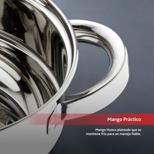 Cacerola Vaporera de Ø18x7,5cm en acero inoxidable y acabado brillante Renberg