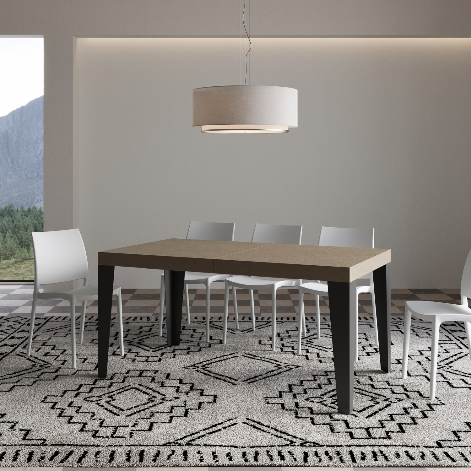 Tavolo allungabile 90x160/264 cm Flame tortora gambe antracite