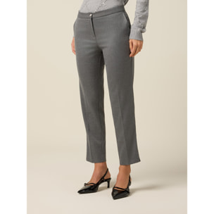 Oltre - Pantalones regulares de franela - Gris