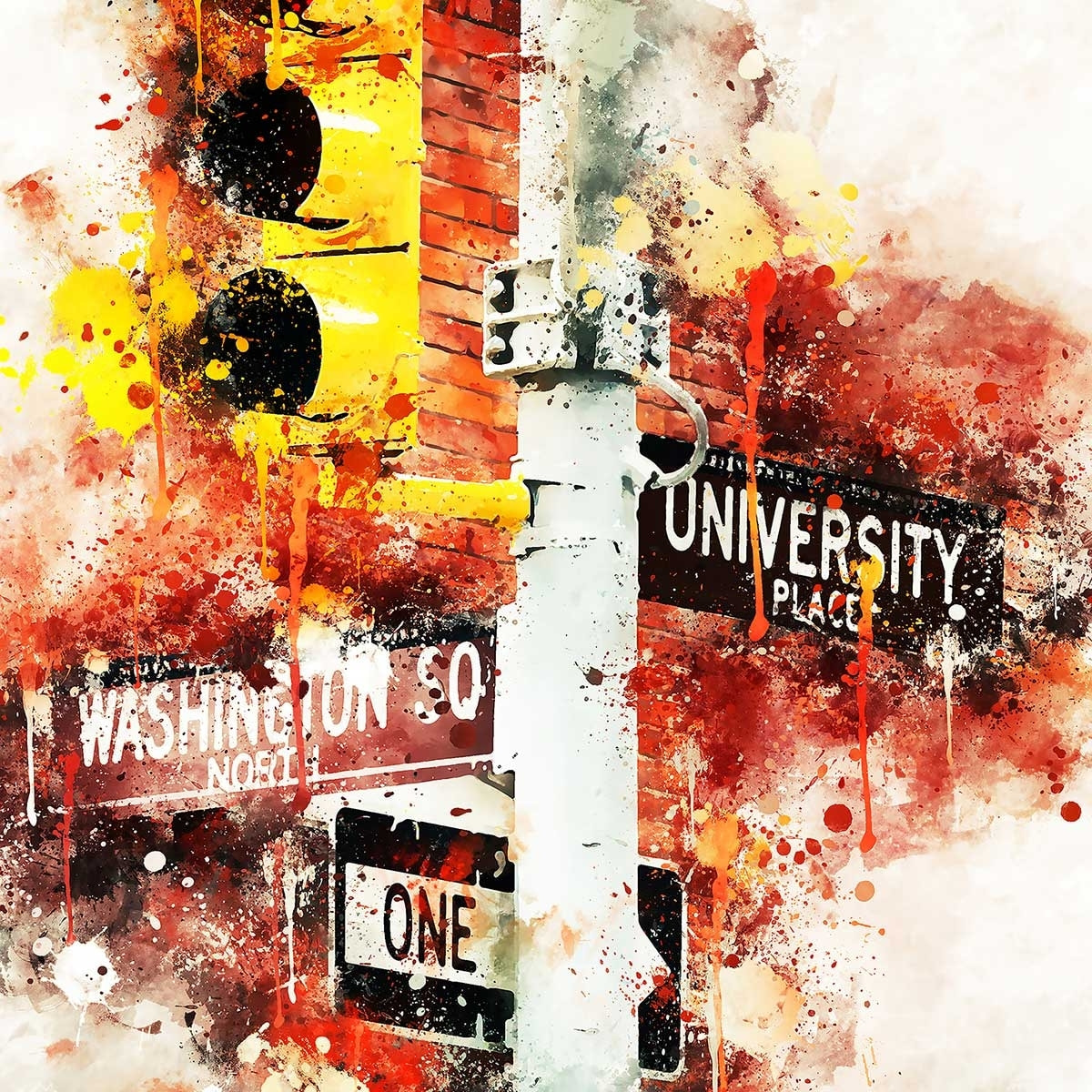Affiche traffic lights university place Affiche sous cadre bois