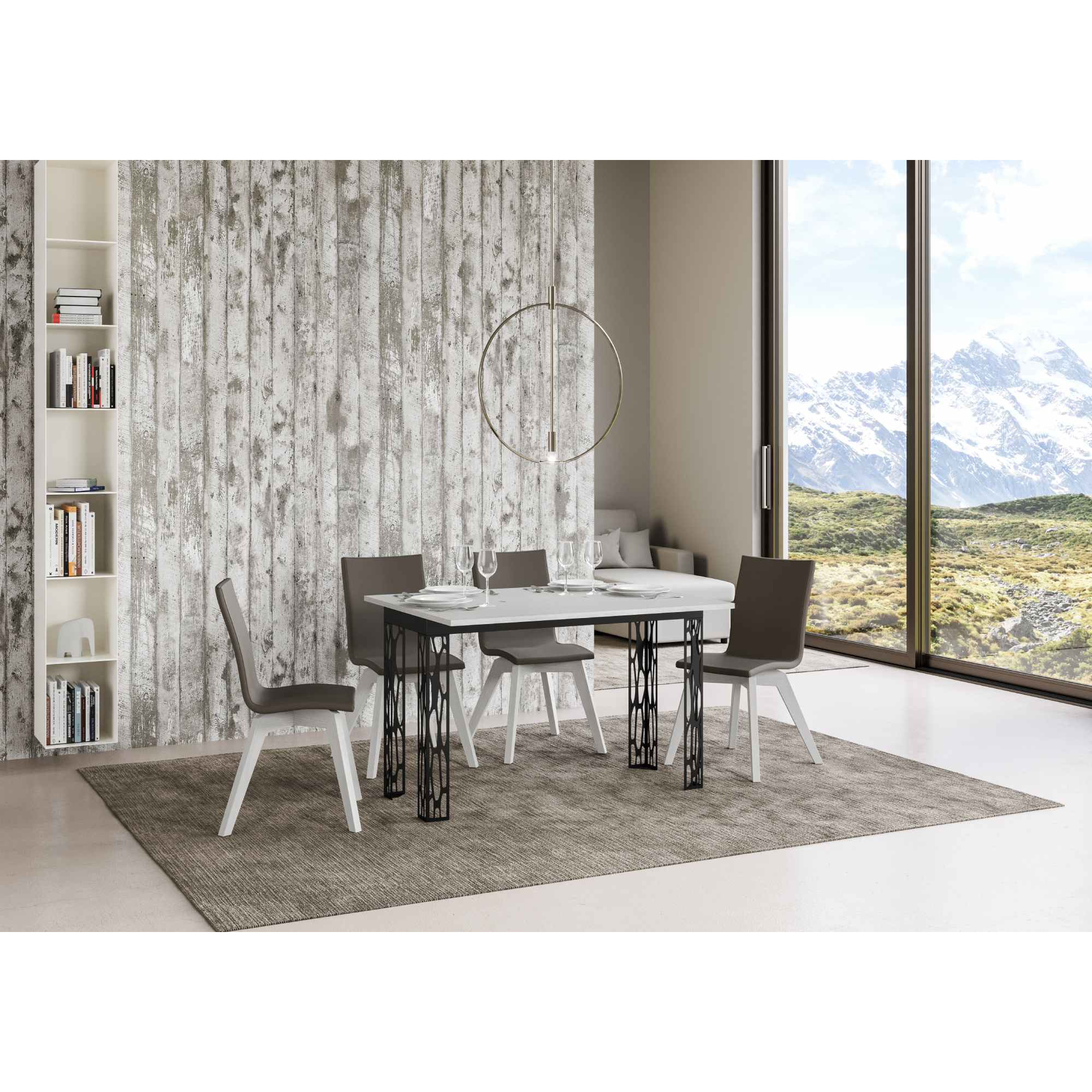 Tavolo apribile 120x45/90 cm Ghibli Double Bianco Frassino telaio Antracite