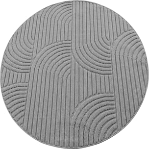 HELIX - Tapis moderne rond effet laine bouclé à motif géométrique en relief gris