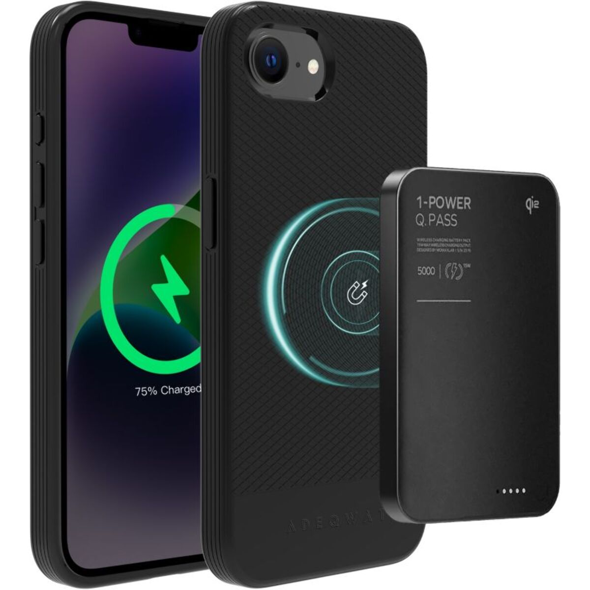 Coque ADEQWAT magnétique soft noir iPhone 16E + 17E