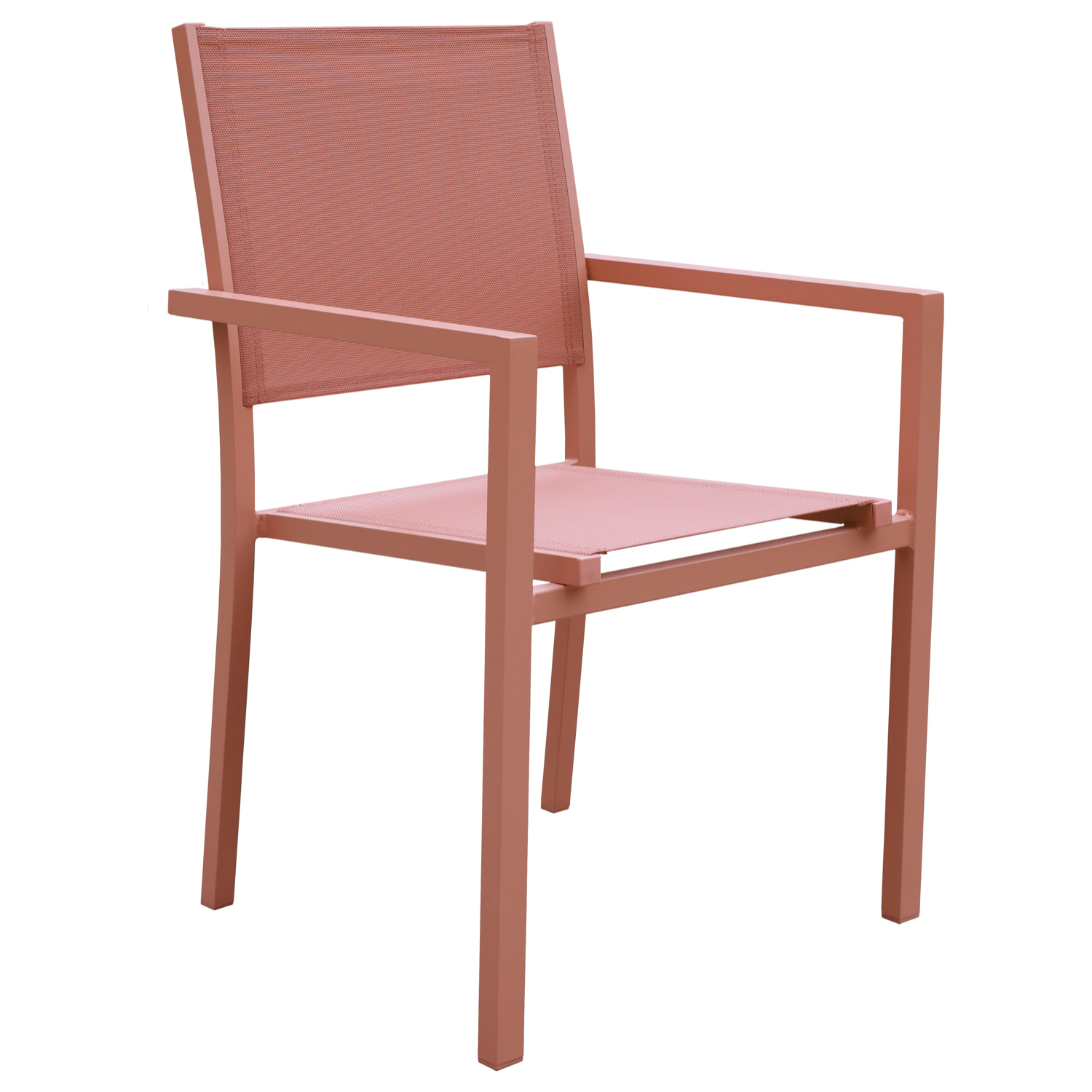 Lot de 10 chaises en aluminium terracotta - textilène terracotta