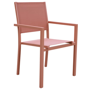 Lot de 10 chaises en aluminium terracotta - textilène terracotta