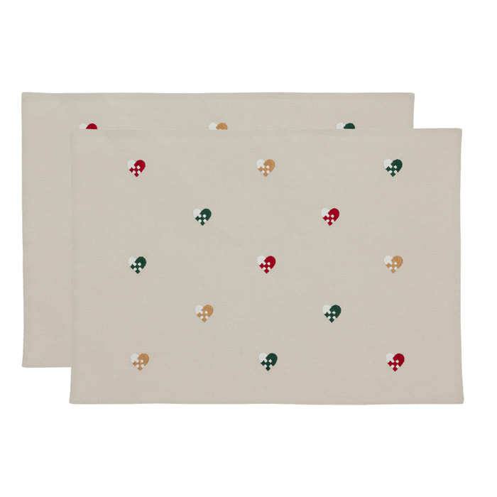 Set de 2 set de table Christmas Hearts Embroidery