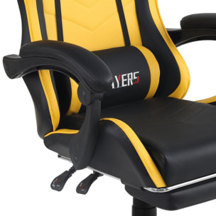 Poltrona gaming reclinabile con poggiapiedi gialla e nera