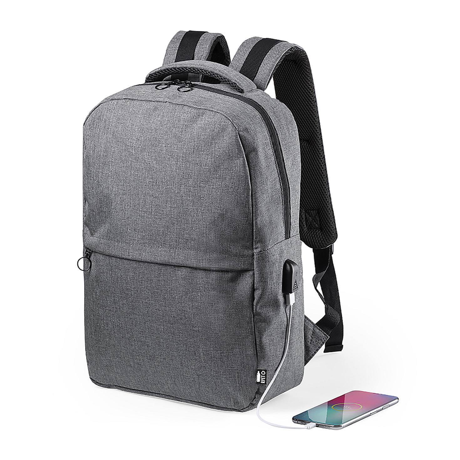 Mochila Conexión USB. Bolsillo Acolchado para Portátil y Tablet. Parte Trasera y Cintas Acolchadas