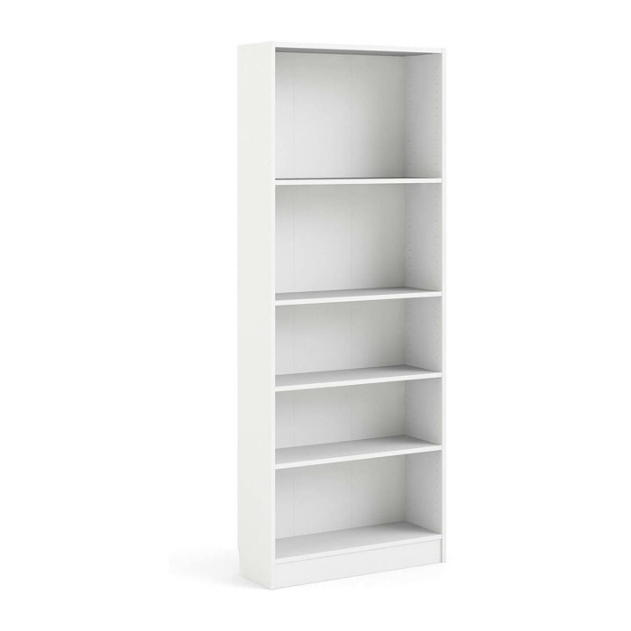 Libreria Abelarda, Scaffale da ufficio, Mobile portalibri, Biblioteca, 79x27 h203 cm, Bianco