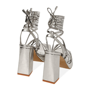 Sandali argento platform, tacco 10 cm