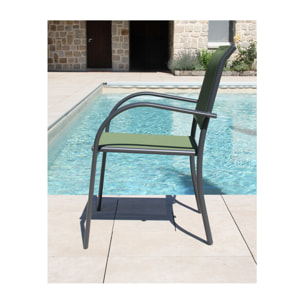 HONFLEUR BEZIERS - Ensemble table et chaises de jardin  - Gris Anthracite et Vert sauge