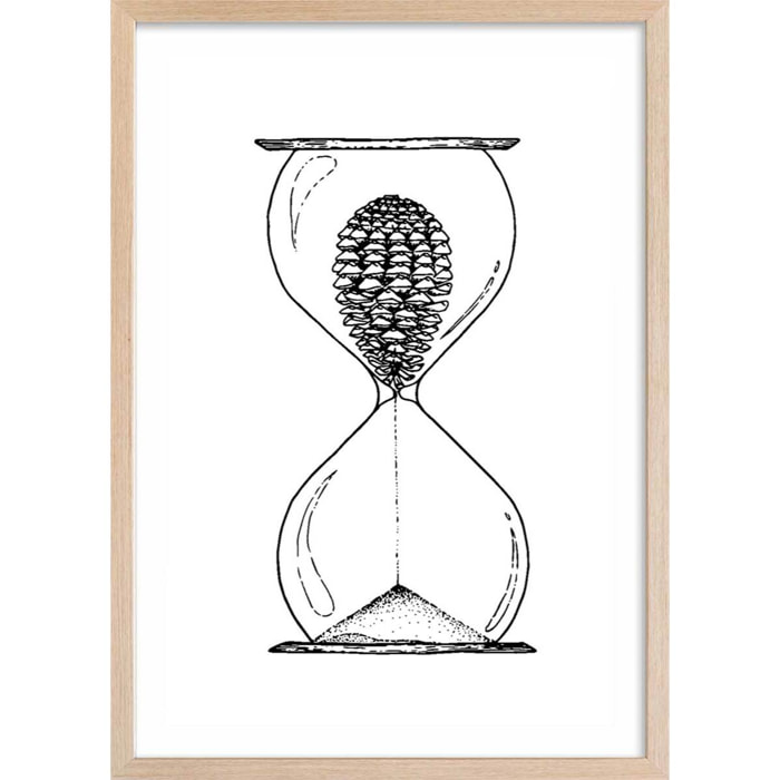 Poster sablier landais Affiche + cadre en bois - Chêne
