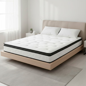 Materasso Matrimoniale Ibrido Con 240 Molle Insacchettate per M² E Memory Foam 5 Zone di Comfort Double Sided Rigidità H3/H4 Medio Rigido