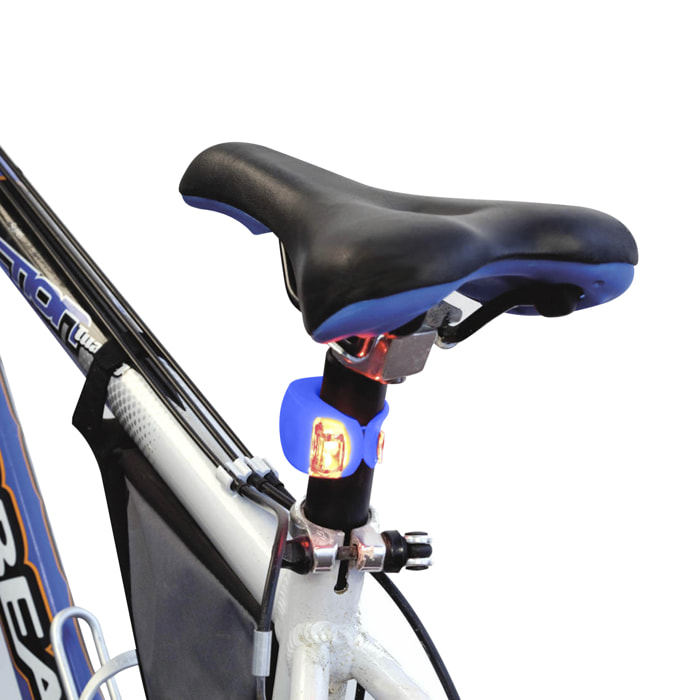 Torcia Myrto per barra di bicicletta, con 2 leds e 3 posizioni di illuminazione.