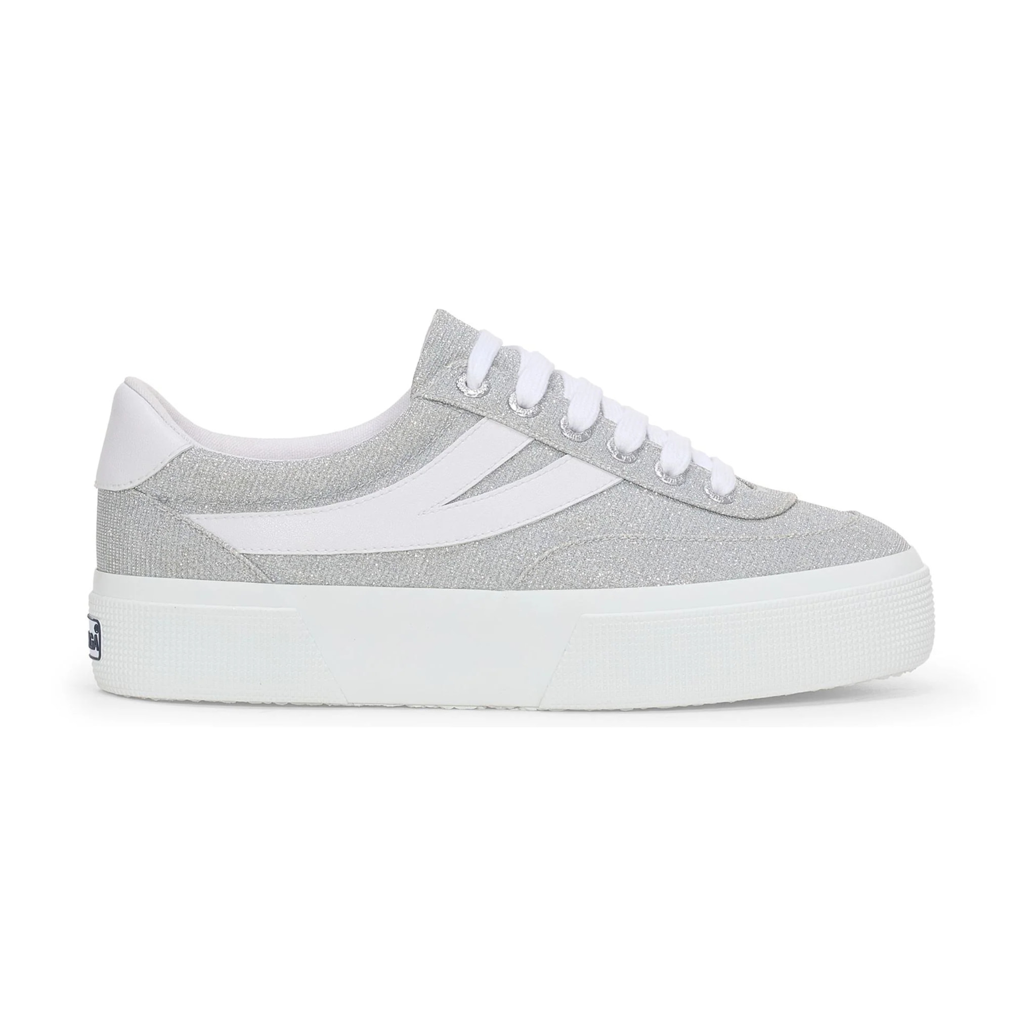 Scarpe da donna Superga Grigio 3740 Platform Jersey Lame Blocks Leggera