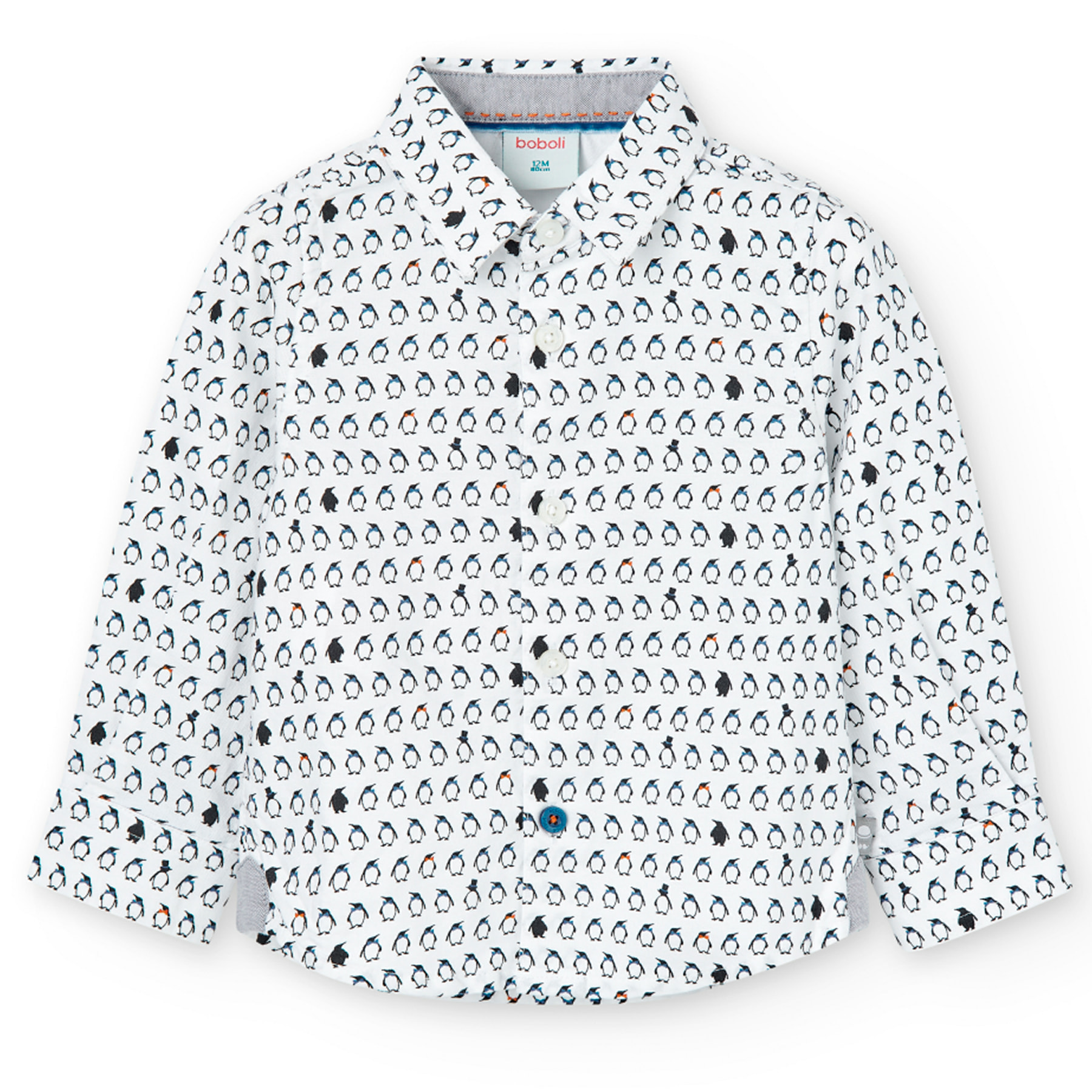 camisa oxford "pingüinos" de bebé niño