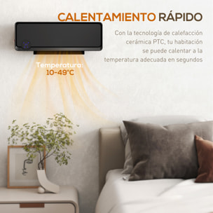 Calefactor Eléctrico Bajo Consumo, 1000W/2000W, Calefactor de Baño de Pared con Función de Oscilación, Pantalla LED, IPX2, Protección Sobrecalentamiento, Temporizador, Mando a Distancia, Negro