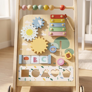 Chariot de marche multi-activités bois - trotteur bois - modèle natural fun